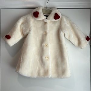 Cream Faux Fur Coat Size 24 Months